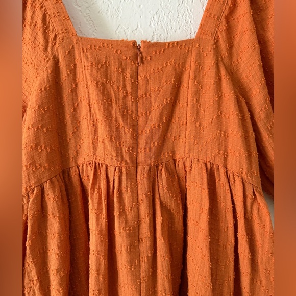 NWT Madewell Puff-Sleeve Waisted Clip Dot Mini Dress Mulled Cider Orange SZ 6 - Picture 5 of 9